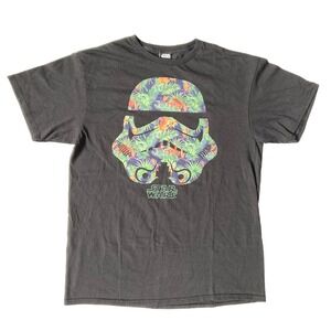 Star Wars Mens Size L Storm Trooper Tropical Helmet Black Short Sleeve T-Shirt
